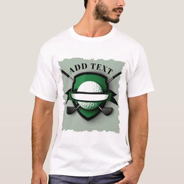 Camiseta Emblema de Golfe com Escudo, Paus e Bola (Frente)