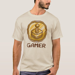 Camiseta Emblema de joystick Gamer Pixel - Jogos Retrô