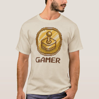 Camiseta Emblema de joystick Gamer Pixel - Jogos Retrô