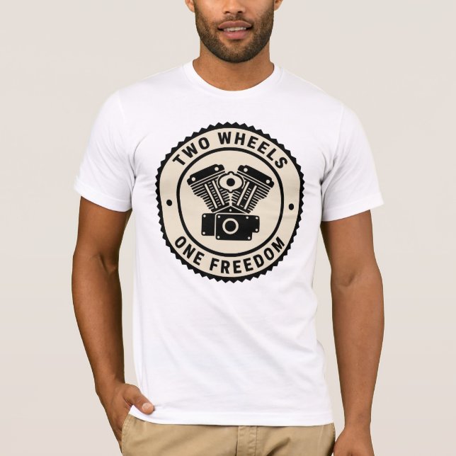 Camiseta Emblema de Liberdade de Motor Vintage de Motocicle (Frente)
