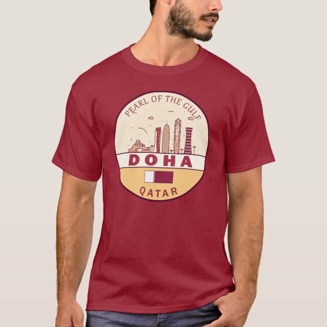 Camiseta Emblema de Skyline Cidade do Qatar de Doha (Frente)