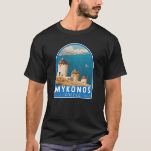 Camiseta Emblema de Viagem de Grécia do Mykonos