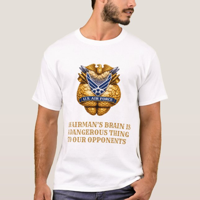 Camiseta Emblema do Cérebro Dourado da Força Aérea (Frente)