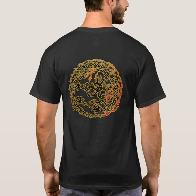 Camiseta Emblema do Dragão da Chama Dourada (Verso)