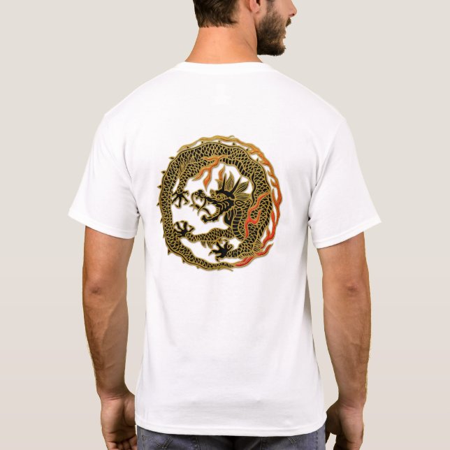 Camiseta Emblema do Dragão da Chama Dourada (Verso)