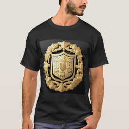 Camiseta Emblema do Ouro Elegante com Ornamentado Shield