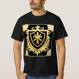 Camiseta Emblema do Ouro Elegante com Ornamentado Shield