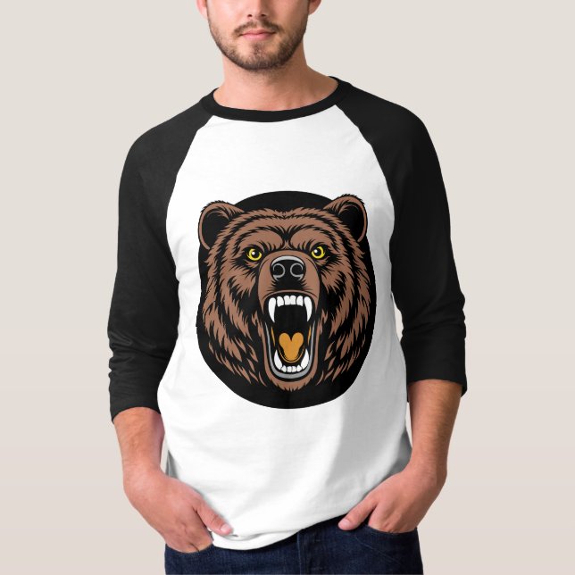 Camiseta Emblema do Poder do Urso Rugindo (Frente)