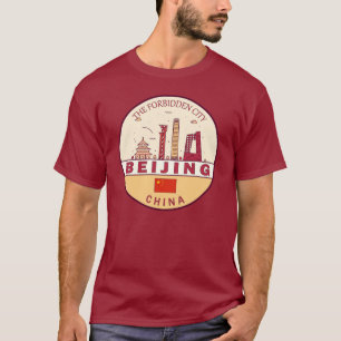 Camiseta Emblema do Skyline na Cidade de Beijing China