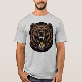 Camiseta Emblema do Urso Rugindo Poderoso