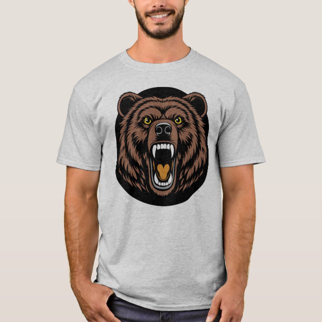 Camiseta Emblema do Urso Rugindo Poderoso (Frente)