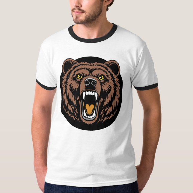 Camiseta Emblema do Urso Rugindo Poderoso (Frente)