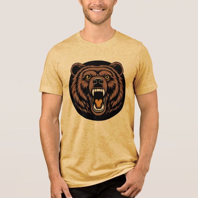 Camiseta Emblema do Urso Rugindo Poderoso (Frente)