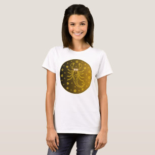 Camiseta Emblema do Zodíaco de Escorpião Símbolo Celestia