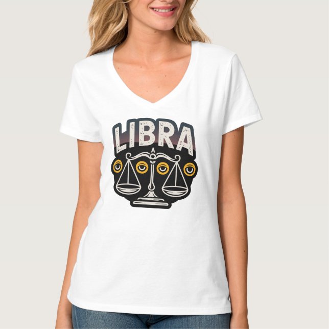 Camiseta Emblema do Zodíaco de Libra Místico (Frente)