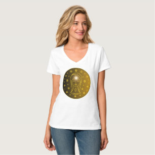 Camiseta Emblema do Zodíaco de Virgem Símbolo Celestial M
