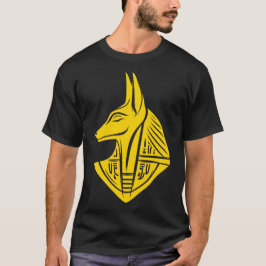 Camiseta Emblema Dourado Estilizado de um Anúbis