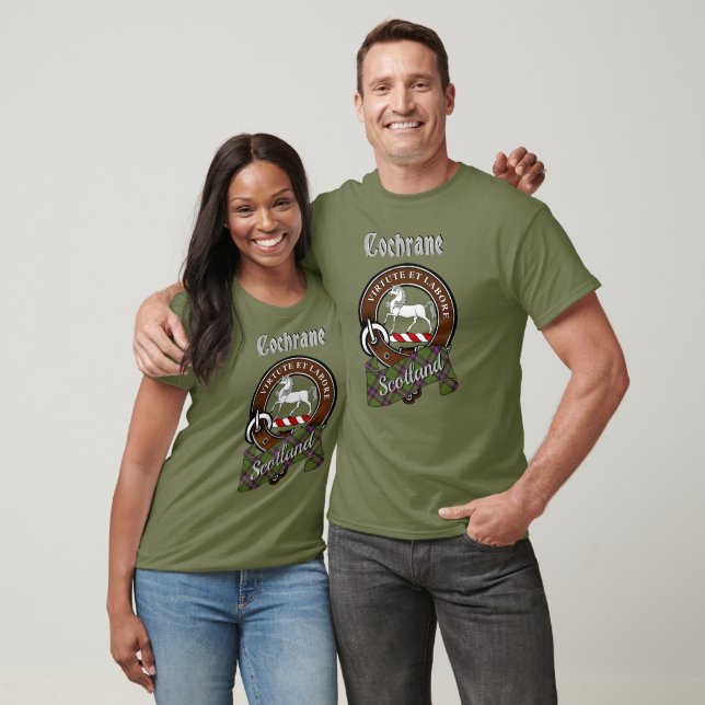 Camiseta Emblema e Tartan do Clã Cochrane (Unissex)