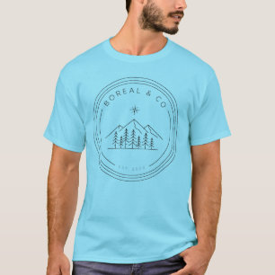Camiseta Emblema Edição Alpina Montanhas Pinheiros Bússola