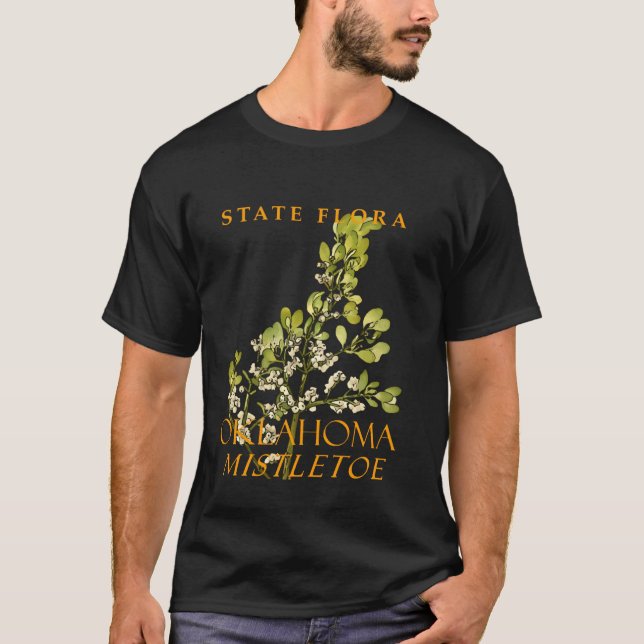 Camiseta Emblema Floral do Território de Oklahoma Mistletoe (Frente)