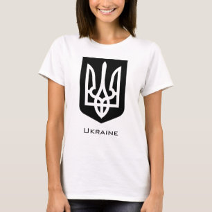 Camiseta Emblema Gráfico Contemporâneo Tryzub da Ucrânia