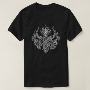 Camiseta Emblema Gráfico do Cavaleiro do Fogo do Necronomic