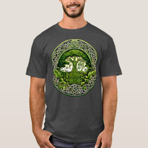 Camiseta Emblema Irlanda com árvore mundial e natureza celt