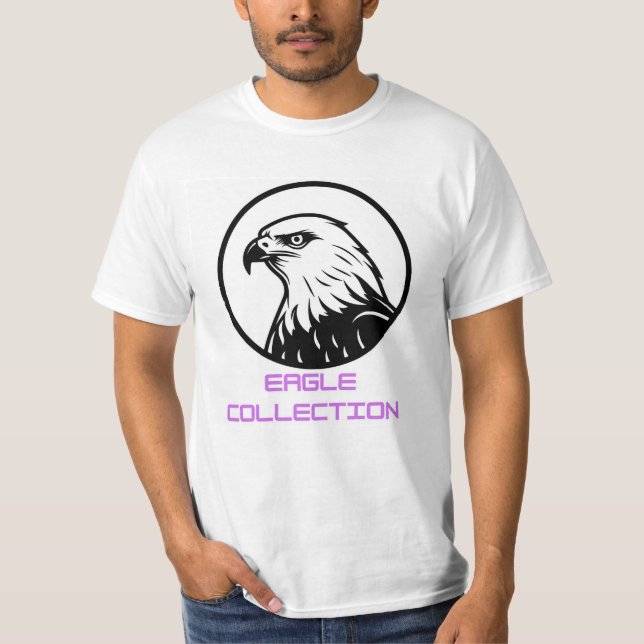 Camiseta Emblema Majestoso de Cabeça de Águia Preta e Branc (Frente)