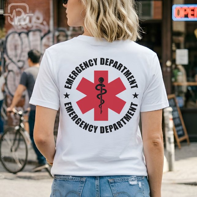 Camiseta Emblema Médico Estrela da Vida do Departamento de  (Emergency Department Star of Life Medical Emblem T-Shirt)