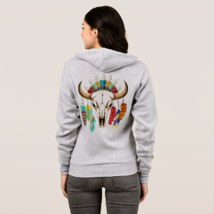 Camiseta Emblema Nativo Americano de Crânio de Búfalo