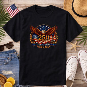 Camiseta Emblema Patriótico Asas de Cobre da Liberdade