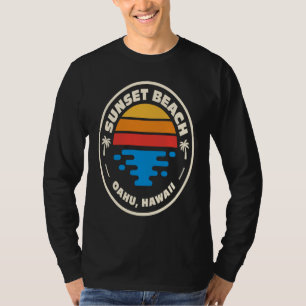 Camiseta Emblema Retro da Praia Sunset Beach Oahu Havaí Sur