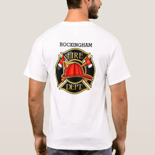 Camiseta Emblema vermelho e preto do bombeiro