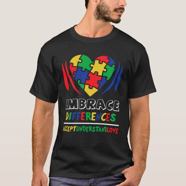 Camiseta Embrace Differences Accept Understand Love Autism  (Frente)