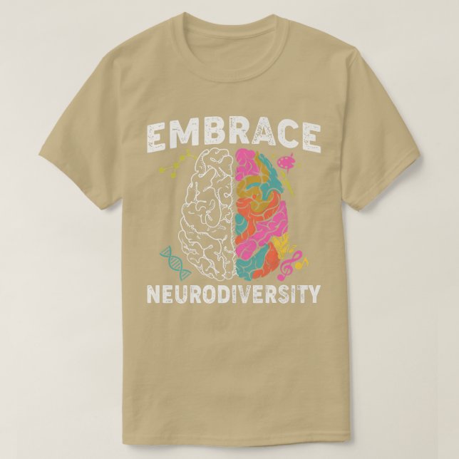 Camiseta Embrace Neurodiversity ADHD Autism Awareness Premi (Frente do Design)