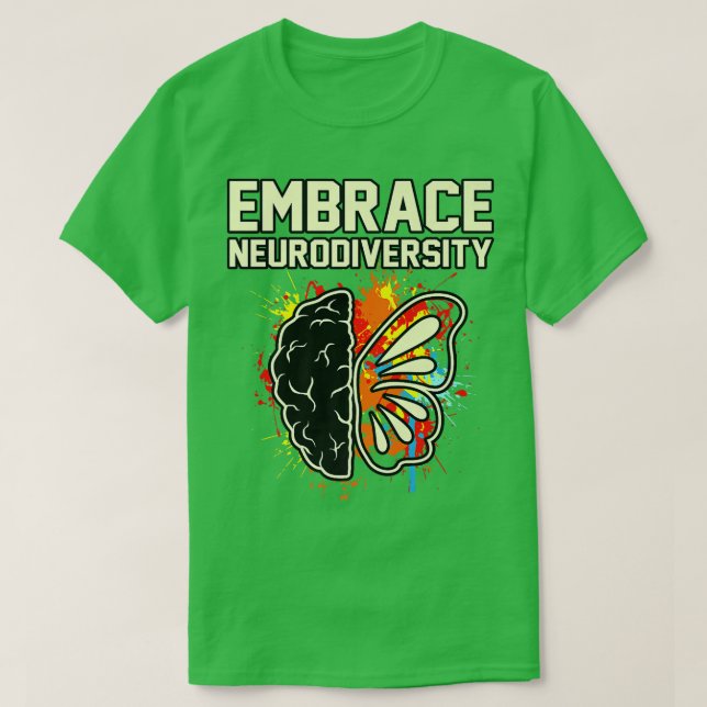 Camiseta Embrace Neurodiversity ADHD Awareness Orange Ribbo (Frente do Design)