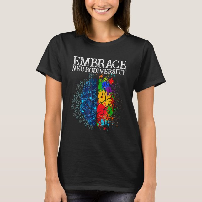 Camiseta Embrace Neurodiversity Brain ADHD Autism Awareness (Frente)