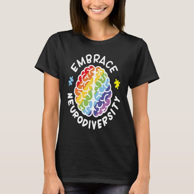 Camiseta Embrace Neurodiversity Brain Autism Awareness Puzz (Frente)