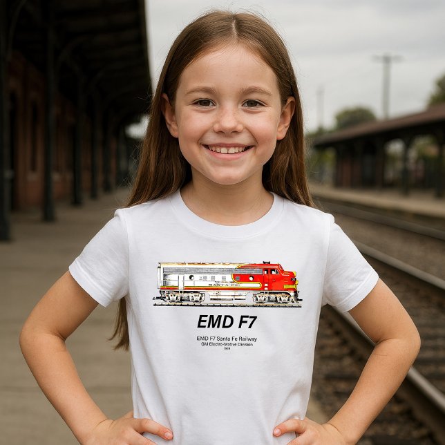 Camiseta EMD F7 Santa Fe Warbonnet Diesel Locomotive. (EMD F7 Santa Fe Warbonnet Diesel Locomotive. Girl Basic T-Shirt)