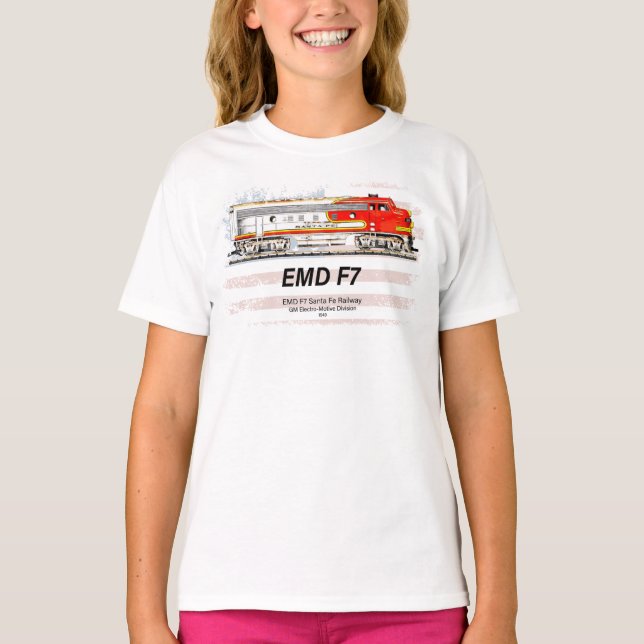 Camiseta EMD F7 Santa Fe Warbonnet with American Flag. (Frente)