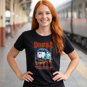 Camiseta EMD GP38-2 Locomotiva diesel e bandeira americana