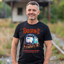 Camiseta EMD GP38-2 Locomotive diesel azul e branco GATX