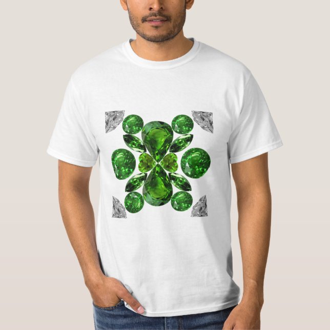 Camiseta Emerald Diamond Gemstone Art Green (Frente)
