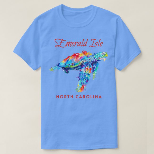 Camiseta Emerald Isle North Carolina Watercolor Sea Turtle (Frente do Design)