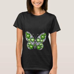Camiseta Emerald Jewels Rhinestone Butterfly Topo feminino