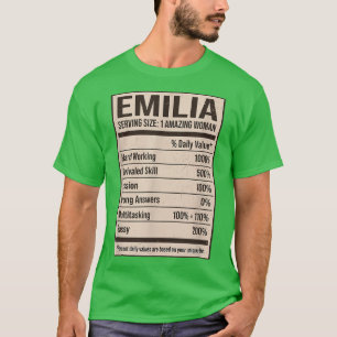 Camiseta Emilia Nutrition Facts Name Apelido Alias Título F