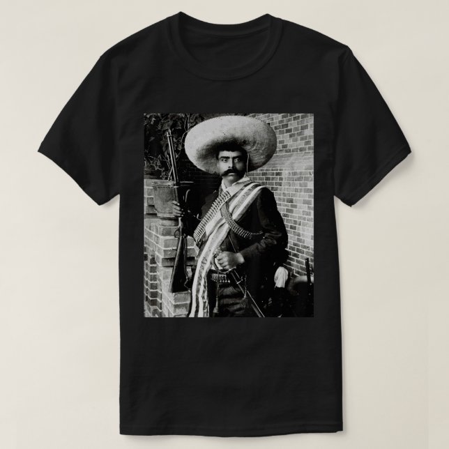Camiseta Emiliano Zapata México Famoso Face @ Retrato (Frente do Design)