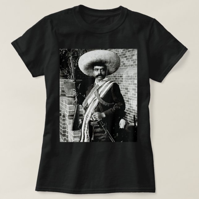 Camiseta Emiliano Zapata México Famoso Face @ Retrato (Frente do Design)