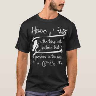 Camiseta Emily Dickinson Hope é a coisa com Feather Bi