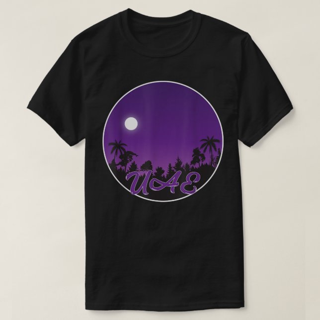 Camiseta emirados árabes unidos à noite com Palms (Frente do Design)